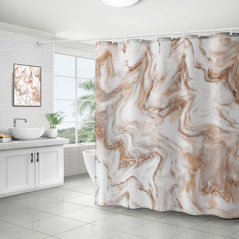 Duschvorhang – Abstraktes Marmormuster, Grau, Gold, Weiß – 180 X 180 Cm – Wasserdichtes Polyester – Für Badezimmer