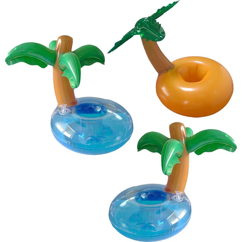 Aufblasbarer Becherhalter – Getränkehalter Für Pool Und Strand – Kokosnussbaumform – 3-teilig