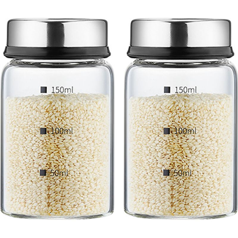 Gewürzglas – Borosilikatglas – 150 Ml – Drehverschluss Mit 4 Verstellbaren Öffnungen – Für Küche Und Grill – 2er-set