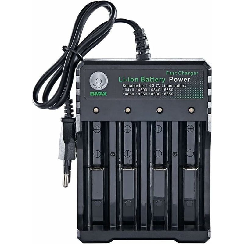 Akkuladegerät – 4 Unabhängige Ladeschächte – Kompatibel Mit Li-ion 18650, Ni-mh, Aa Und Aaa – 110–240 V – Integrierter Sicherheitsschutz