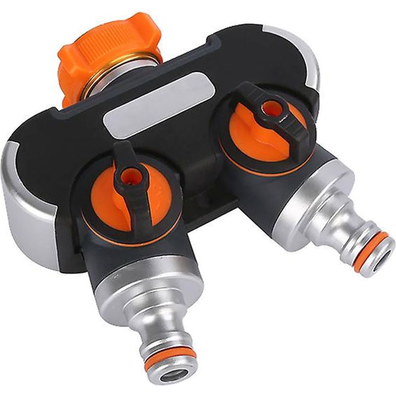 2-wege-sprinklerverteiler – 3/4-zoll-wasserhahnanschluss – Gartenbrunnen – Rostfreie Zinklegierung – 2 Standard-3/4-zoll-ausgänge – 1 Stück