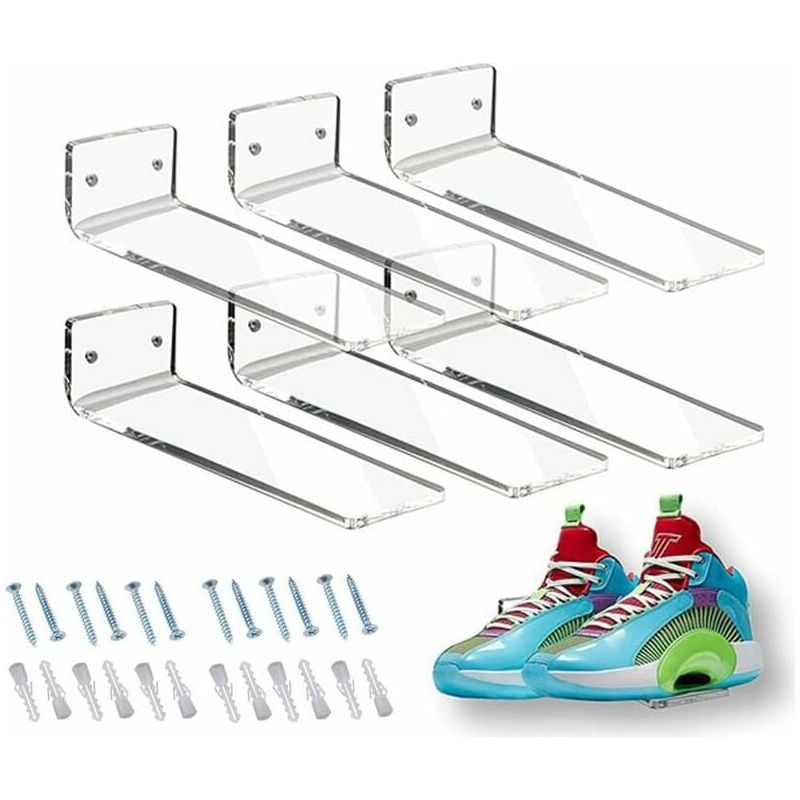 Wandschuhregal – Transparentes Acryl – 20 Cm Tief – Passend Für Schuhgrößen 36 Bis 46 – 6er-set