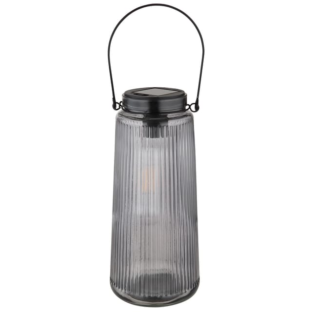 Globo LED-Solarleuchte Kunststoff Glas Rauchfarbe 25 cm x Ø 11,5 cm