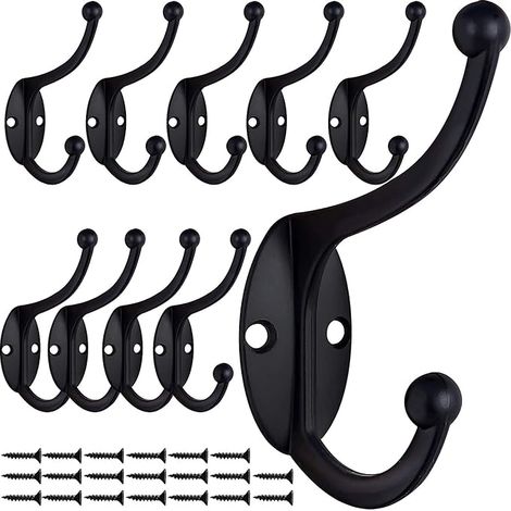 10 Stück Vintage-haken, Garderobenhaken, Vintage-metall-türhaken Für Badezimmer, Küche, Schlafzimmer Und Eingangsbereich (schwarz, 5, 26, 29, 7 Cm)