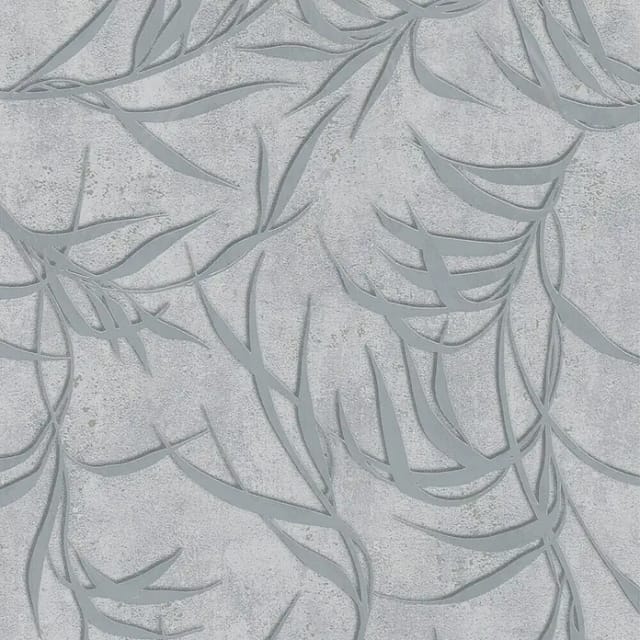 Marburg Vliestapete mit Blättern in Betonoptik Floral Grau-Silber FSC®