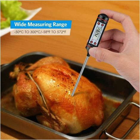 Kochthermometer, Küchenthermometer, Fleischthermometer, Extra Lange Sonde Mit Sofortanzeige Und °c/°f-taste