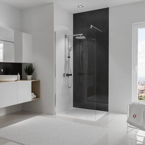 Schulte ExpressPlus Duschrückwand Decodesign 100x255cm Hochglanz Stein Anthrazit