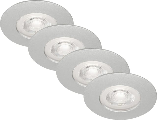 Brilo LED Einbauleuchten Kulana 4er-Set Warmweiß 9 x 2,5 cm Chrom-Matt