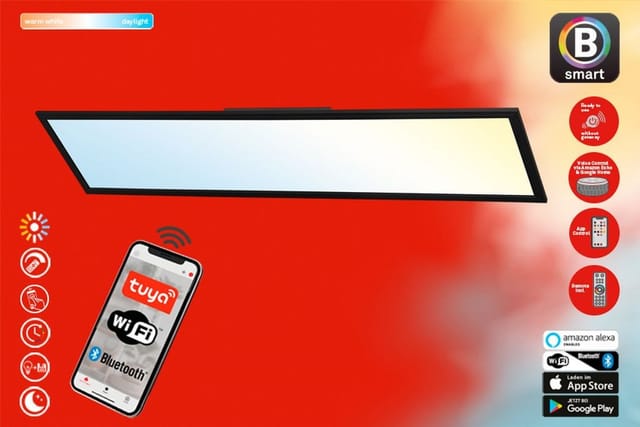 Brilo LED-Deckenleuchte Piatto S B-Smart Panel Dimmbar Schwarz 28 W