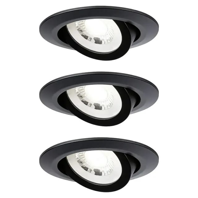 Paulmann LED-Einbaustrahler 3er Set Schwarz matt schwenkbar