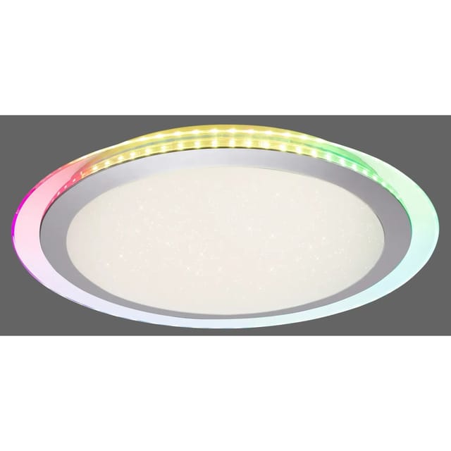 Just Light. LED-Deckenleuchte Cyba Silber CCT & RGB Ø 45 cm