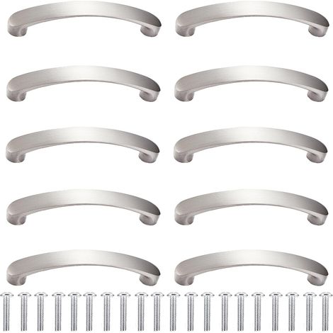 10 Silberne Möbelgriffe Mit 20 Schrauben, Schubladengriffe, 96 Mm Lochabstand, Moderne Küchengriffe Aus Aluminiumlegierung, Ideal Für Küche, Schlafzimmer Und Wohnzimmer