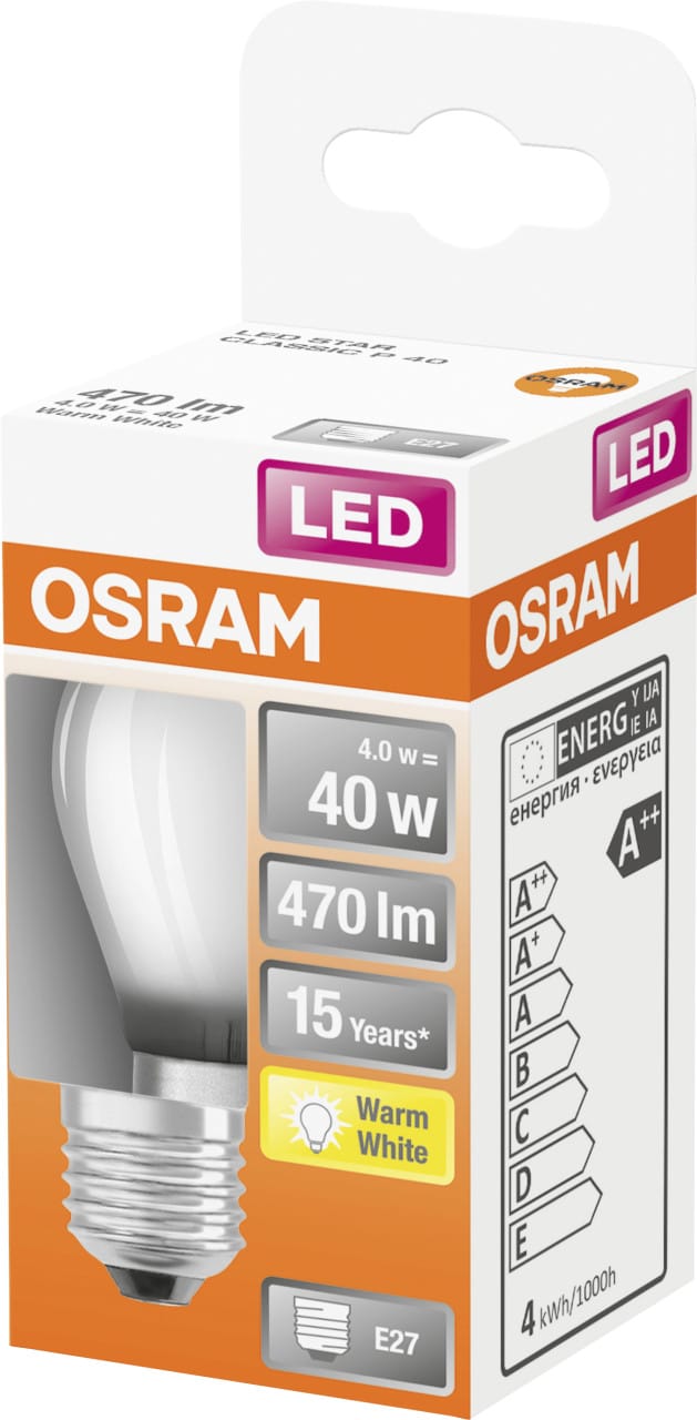 Osram LED-Leuchtmittel E27 Tropfenform 4 W Warmweiß 470,m 7,7 x 4,5 cm (H x Ø)