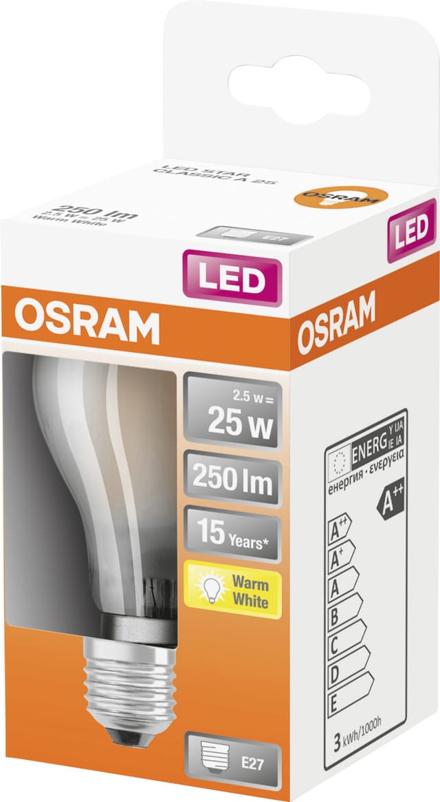 Osram LED-Leuchtmittel E27 Kerzenform 2,5 W Warmweiß 250,m 10,5 x 6 cm (H x Ø)