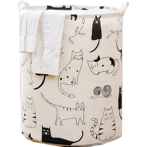 Großer, Faltbarer, Wasserdichter Wäschekorb 4842cm Organizer-körbe Für Kleidung, Spielzeug, Haushaltsaufbewahrung, Aufbewahrungskorb (katzen)