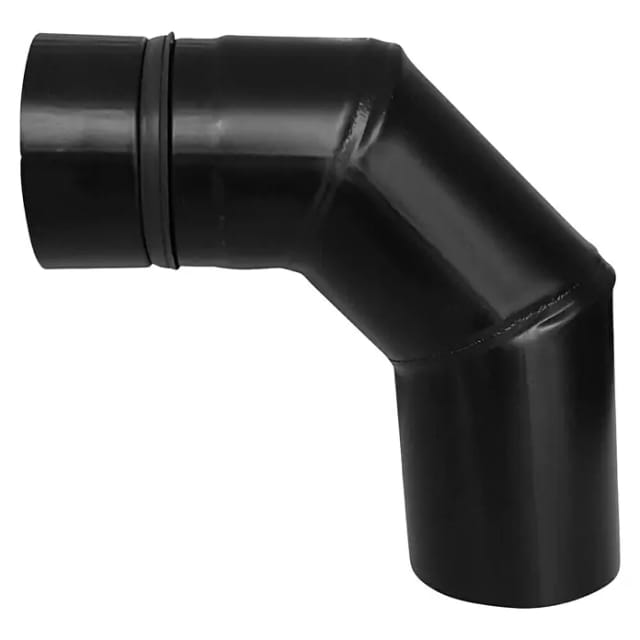 Firefix 90 Grad Bogen ohne Tür für Pelletofenrohr Schwarz 80 mm Durchmesser