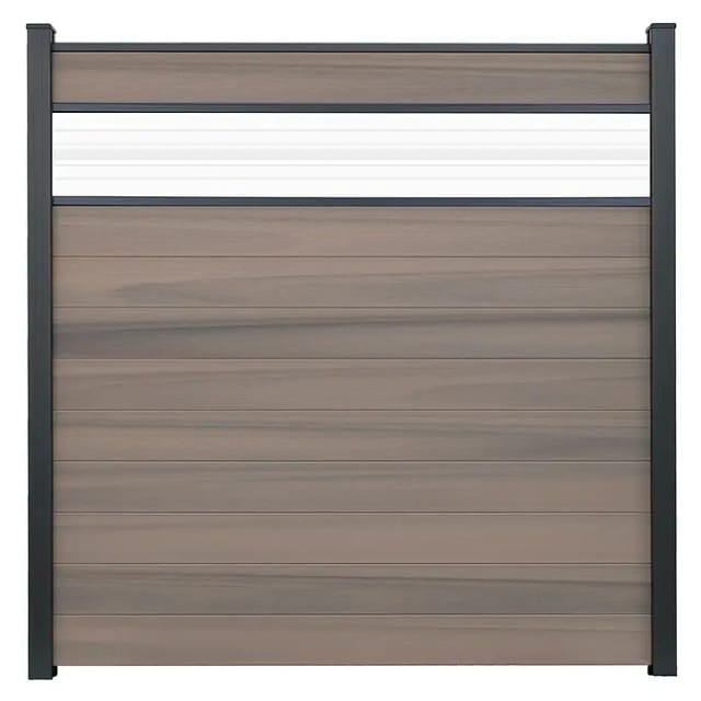 GroJa Steckzaun Solid Glas-Designeinsatz 30 cm 180x180x1,9cm Bi-Color Schwarz