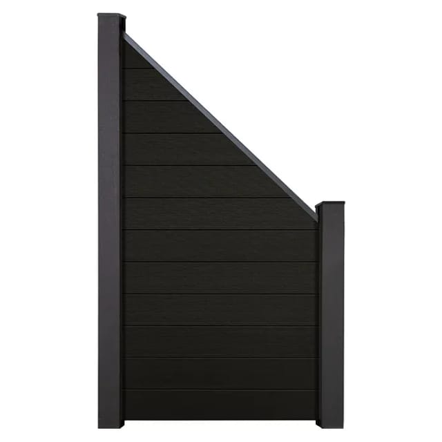 GroJa Solid Steckzaun Schräg schmal 90 cm x 180/90 cm Schwarz