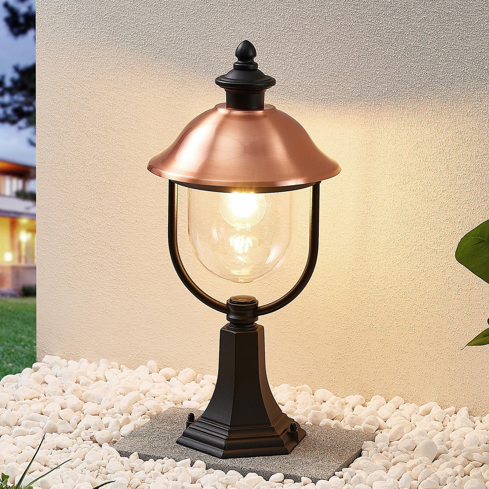 [gebraucht] B-ware Lindby Sockelleuchte Clint Außenleuchte Gartenlampe E27 Dimmbar Schwarz Kupfer