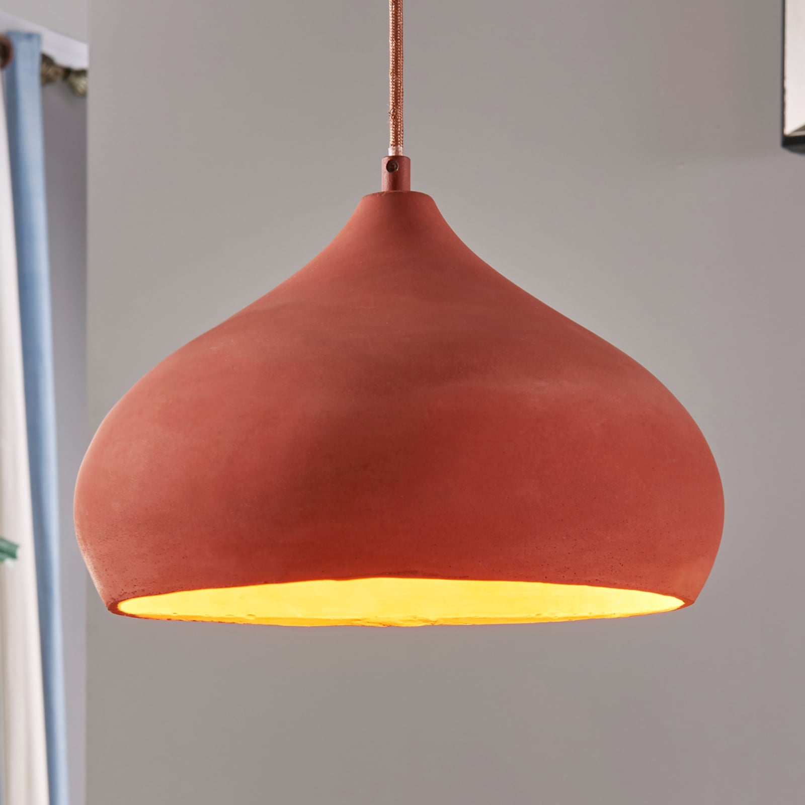 [gebraucht] B-ware Lindby Pendelleuchte Fiona Hängeleuchte Led E27 Terracottafarben Leuchte
