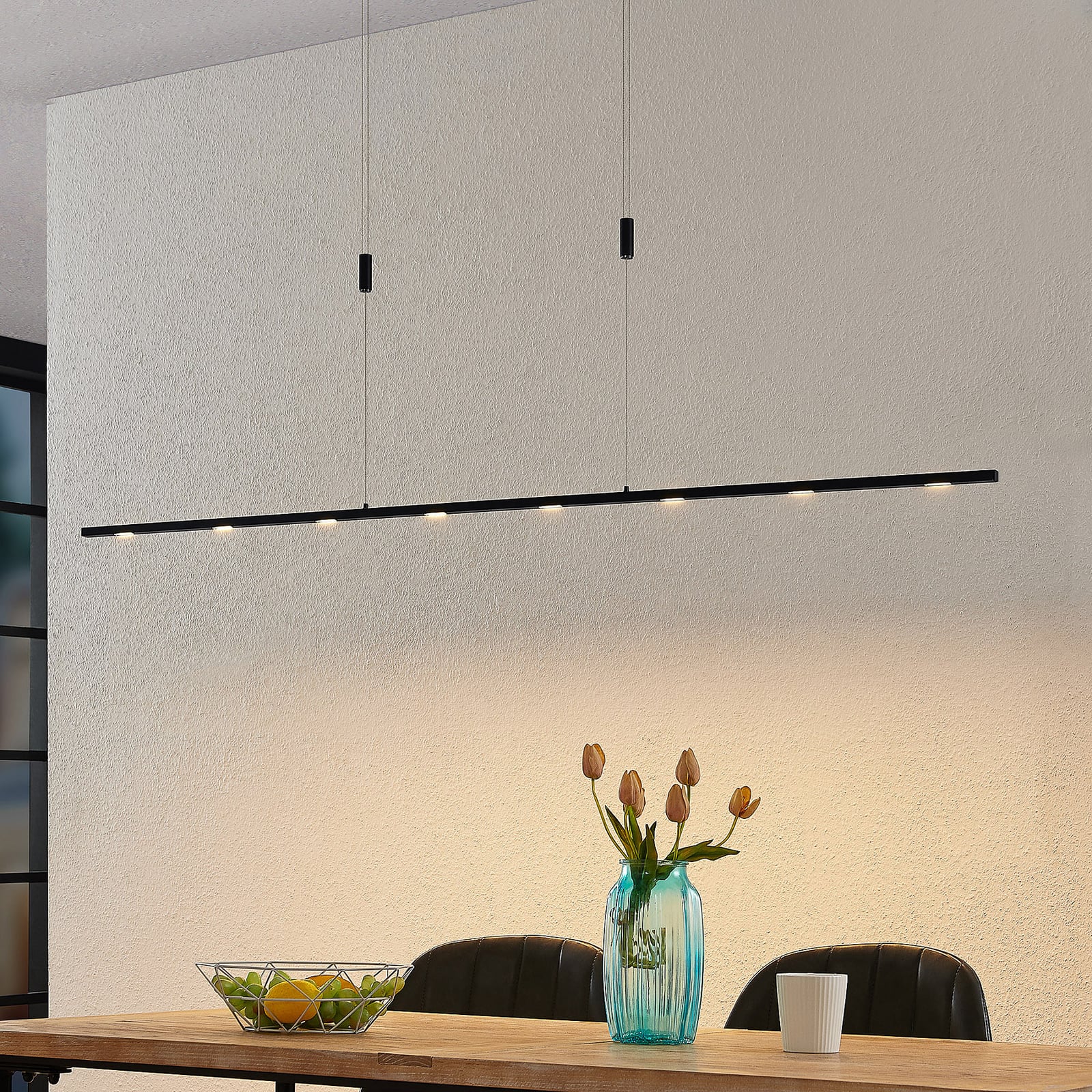 [gebraucht] B-ware Lucande Pendelleuchte Hängeleuchte Stakato Led Dimmbar Schwarz 180cm 8-flg.