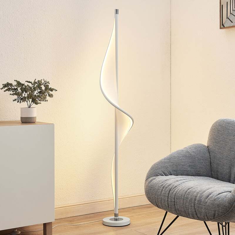 [gebraucht] B-ware Lucande Stehlampe Edano Led Dimmbar Lampe Leuchte Warmweiß 154cm Weiß Chrom