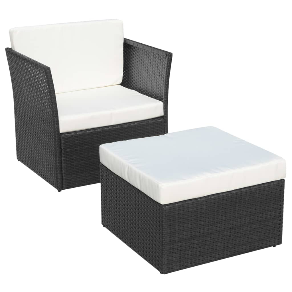 Maison Exclusive - Gartensessel Mit Fußhocker Poly Rattan Schwarz