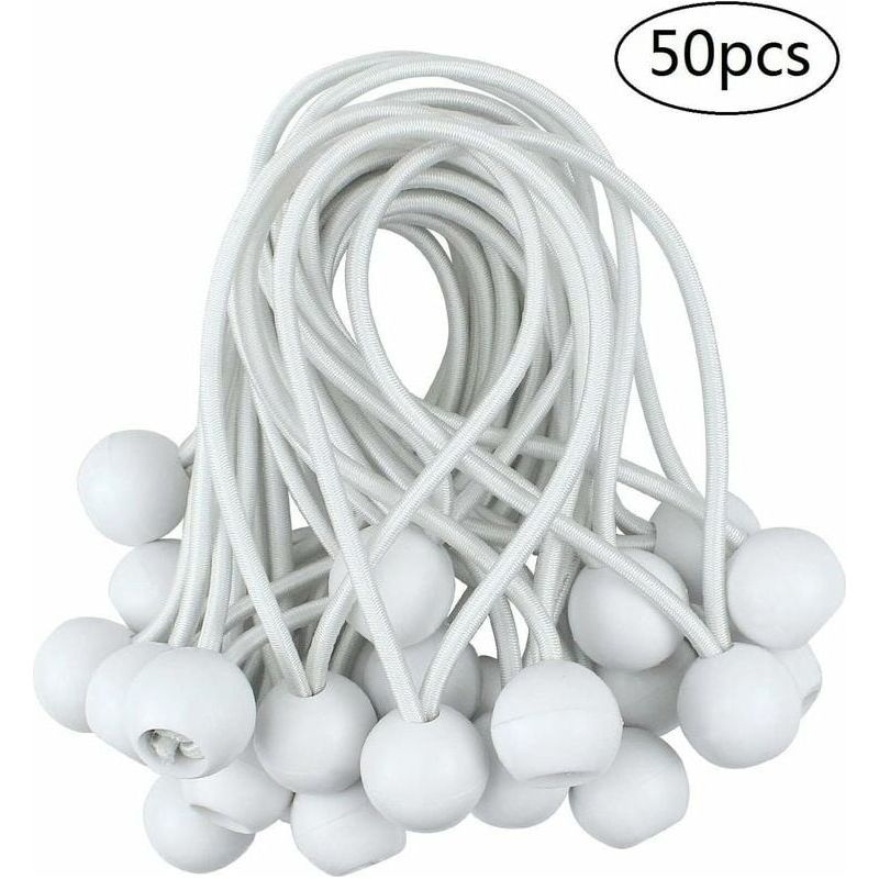 Elastischer Kugelspanner – 10 Cm Elastische Schnur – 2,7 Cm Kugel – Für Planen, Sonnenschirme, Zelte, Markisen – Packung Mit 50 Stück