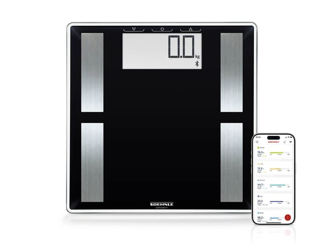 Leifheit Personenwaage Digital Shape Sense Connect 50 Schwarz-Silber 31 x 31 cm