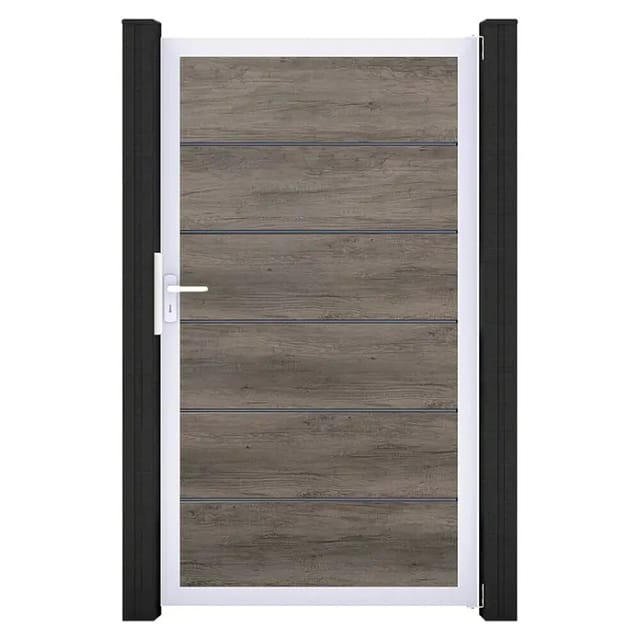 GroJa Tor 1-flg. Basicline Premium 100 cm x 180 cm Monument Oak Rahmen EV1