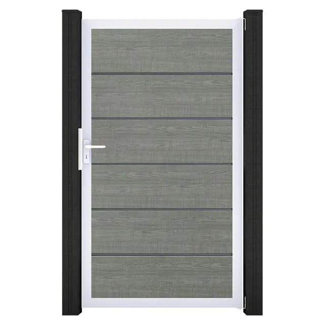 GroJa Tor 1-flg. Basicline Premium 100 cm x 180 cm Grey Ash Cut Rahmen EV1
