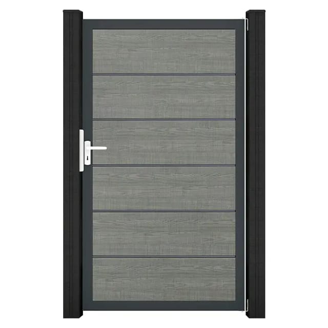 GroJa Tor 1-flg. Basicline Premium 100 cm x 180 cm Grey Ash Cut Rahmen DB703