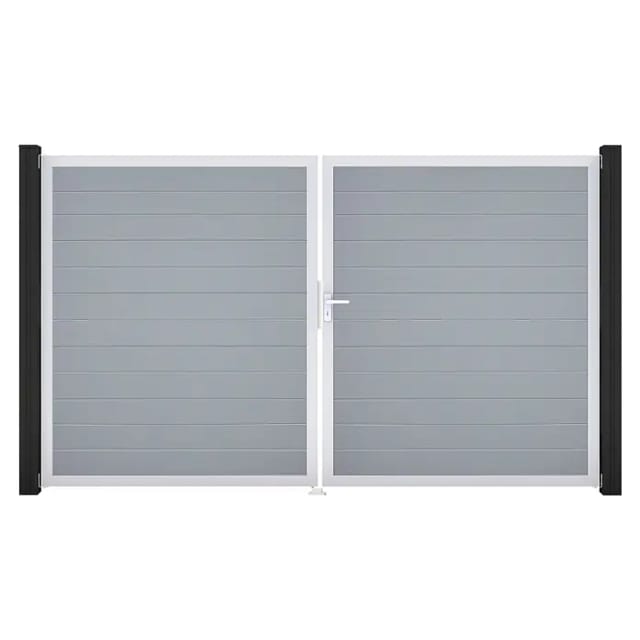 GroJa Tor 2-flg. Basicline Schmal Silbergrau EV1 306 cm x 180 cm DIN Rechts