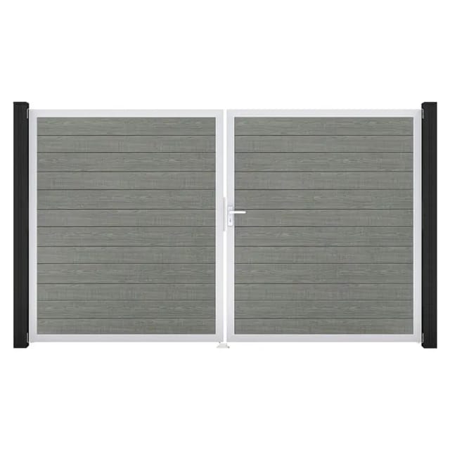 GroJa Tor 2-flg. Basicline Schmal Grey Ash Cut EV1 306 cm x 180 cm DIN Rechts