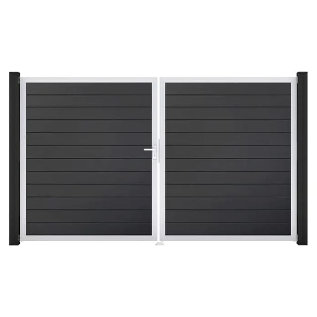 GroJa Tor 2-flg. Basicline Schmal Anthrazit Rahmen EV1 306 cm x 180 cm DIN Links