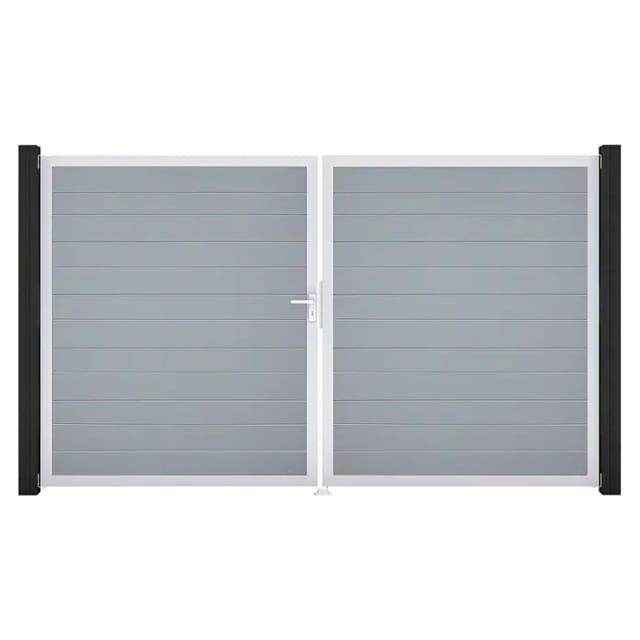 GroJa Tor 2-flg. Basicline Schmal Silbergrau EV1 306 cm x 180 cm DIN Links