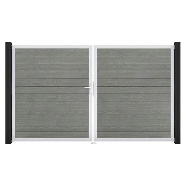 GroJa Tor 2-flg. Basicline Schmal Grey Ash Cut EV1 306 cm x 180 cm DIN Links