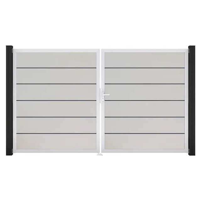 GroJa Tor 2-flg. Basicline Premium Weiß Rahmen EV1 306 cm x 180 cm DIN Rechts