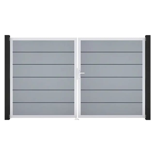 GroJa Tor 2-flg. Basicline Premium Silbergrau EV1 306 cm x 180 cm DIN Rechts