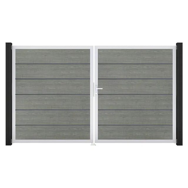 GroJa Tor 2-flg. Basicline Premium Grey Ash Cut EV1 306 cm x 180 cm DIN Rechts