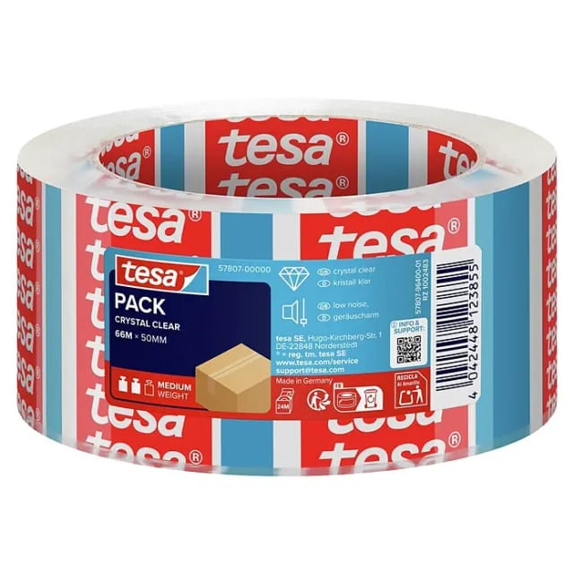 Tesa Pack Crystal Clear 66 m x 50 mm
