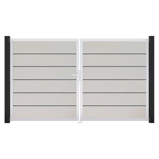 GroJa Tor 2-flg. Basicline Premium Weiß Rahmen EV1 306 cm x 180 cm DIN Links