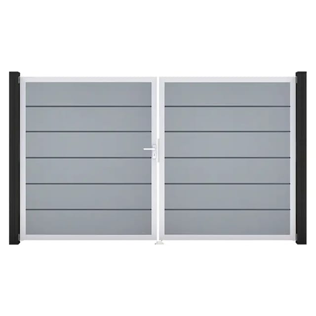 GroJa Tor 2-flg. Basicline Premium Silbergrau EV1 306 cm x 180 cm DIN Links