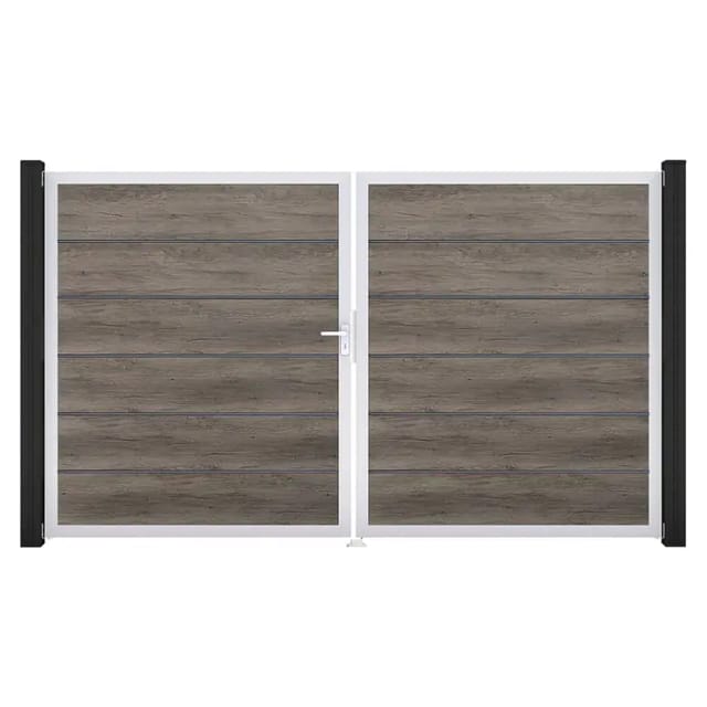 GroJa Tor 2-flg. Basicline Premium Monument Oak EV1 306 cm x 180 cm DIN Links