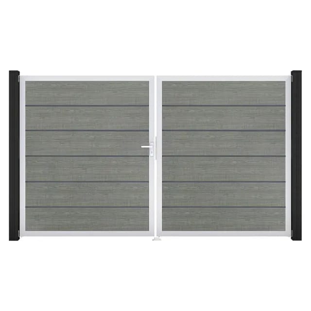 GroJa Tor 2-flg. Basicline Premium Grey Ash Cut EV1 306 cm x 180 cm DIN Links