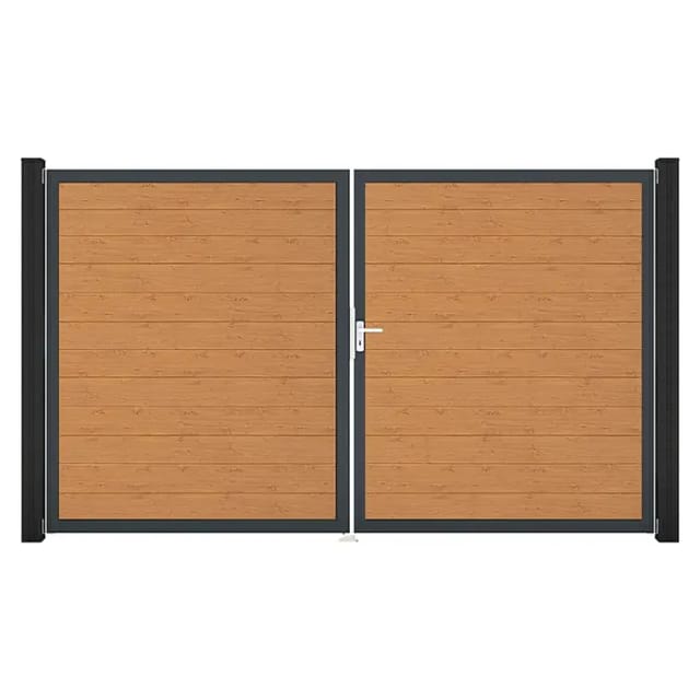 GroJa Tor 2-flg. Basicline Schmal Asteiche Natur 306 cm x 180 cm DIN Rechts