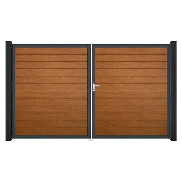 GroJa Tor 2-flg. Basicline Schmal Golden Oak Rahmen 306 cm x 180 cm DIN Rechts