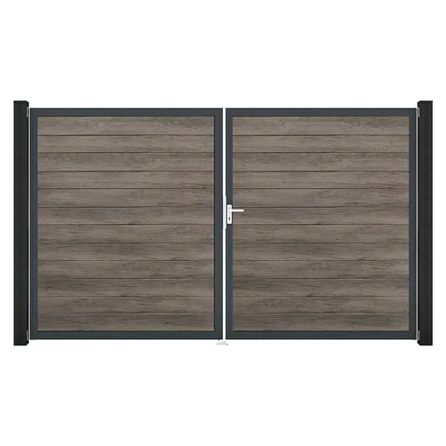 GroJa Tor 2-flg. Basicline Schmal Monument Oak Rahmen 306 cm x 180 cm DIN Rechts