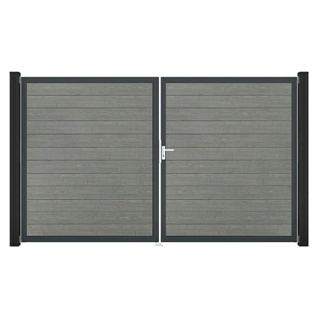 GroJa Tor 2-flg. Basicline Schmal Grey Ash Cut Rahmen 306 cm x 180 cm DIN Rechts