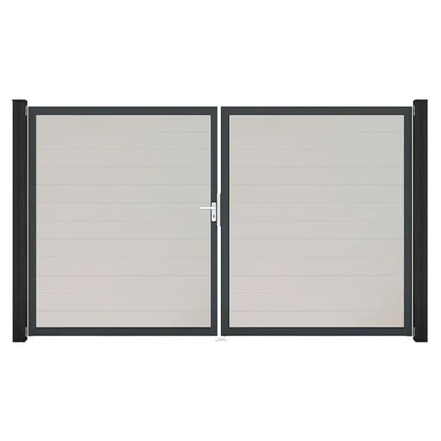 GroJa Tor 2-flg. Basicline Schmal Weiß Rahmen DB703 306 cm x 180 cm DIN Links